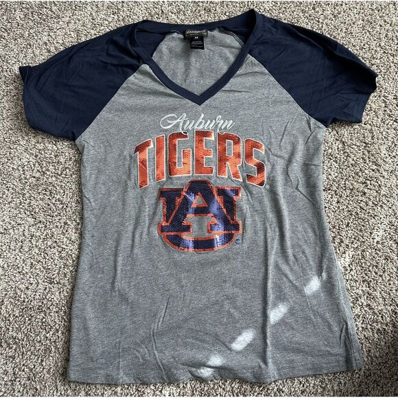 Auburn‎ Tigers Gameday Couture Womens Gray And Navy Sequins T-Shirt Size M - Picture 1 of 5